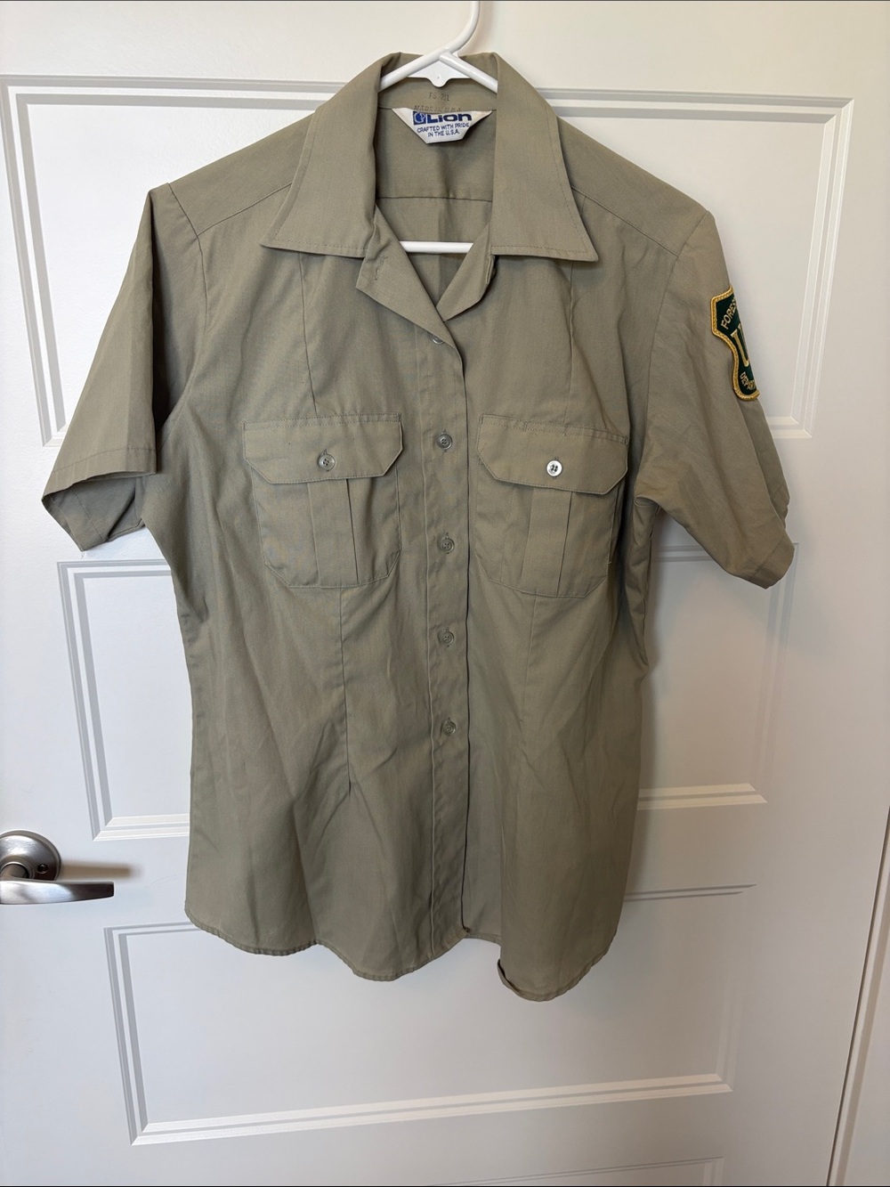 Short-Sleeve Khaki Utility Shirt with US Forest service patch
